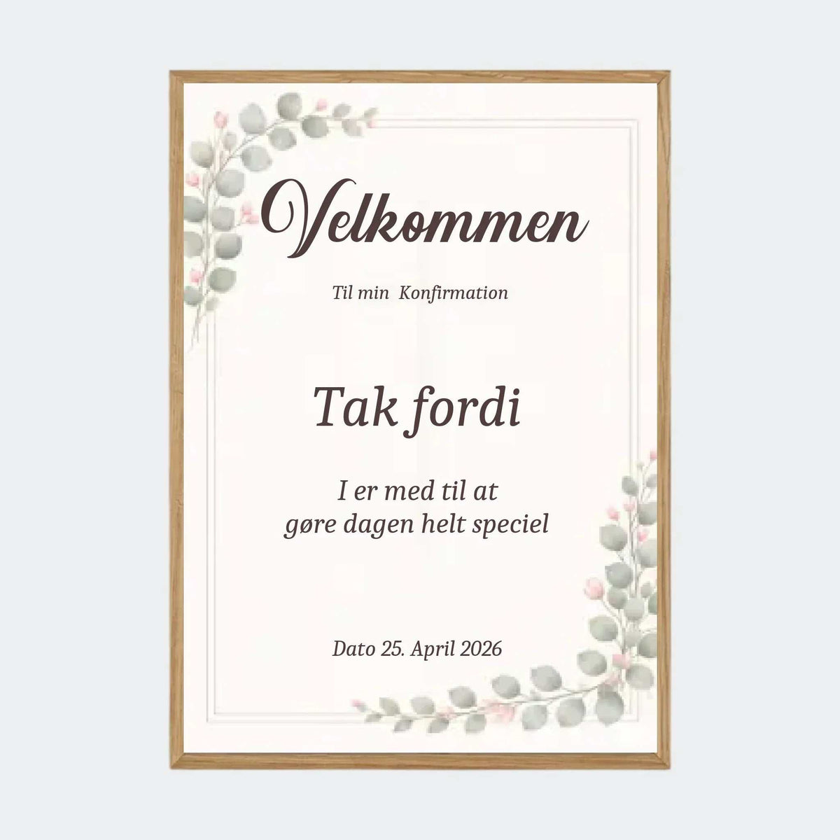 Personlige plakater til fest med velkommen-skilte og gavebordsskilte i forskellige designs