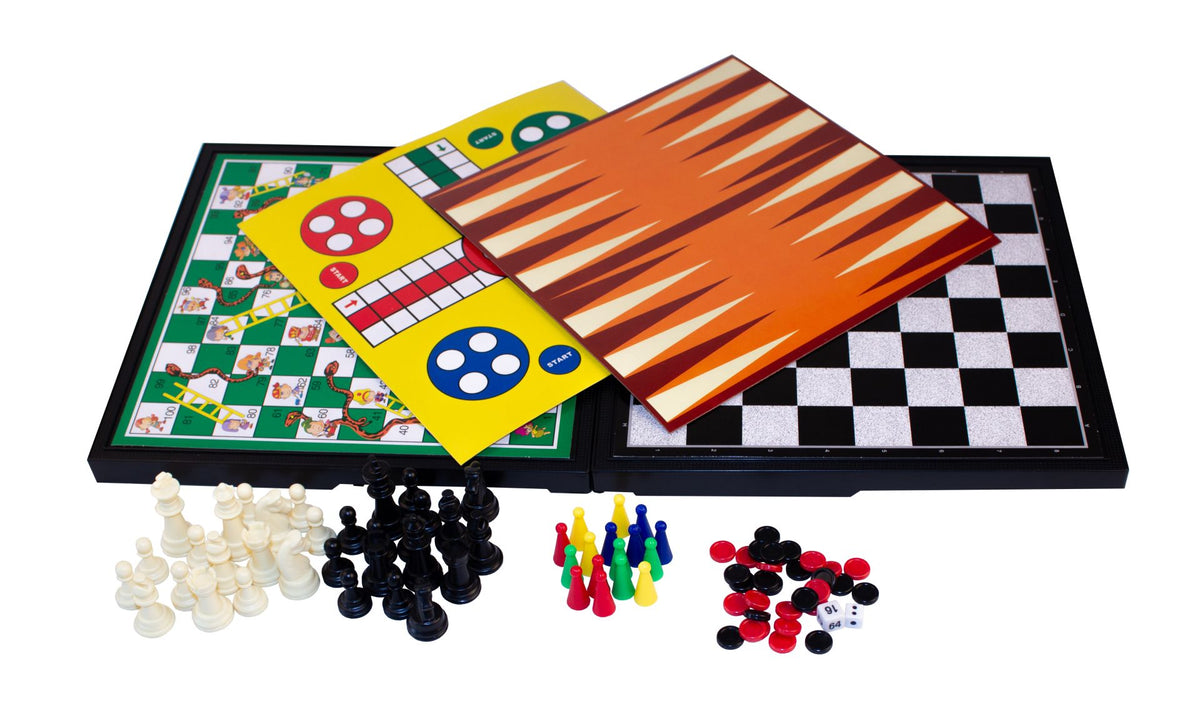 Magni | 5i1 Rejsespil: Skak, Ludo, Mølle & Dam, Kinesisk Skak, Backgammon