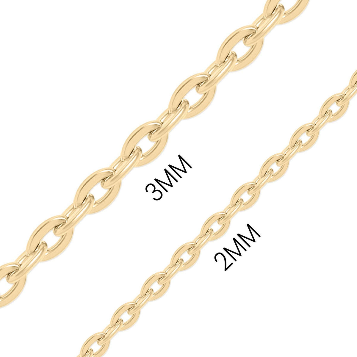 Billede af 3mm og 2mm 18K guld PVD rustfrit stål flade ovale løkke kæder