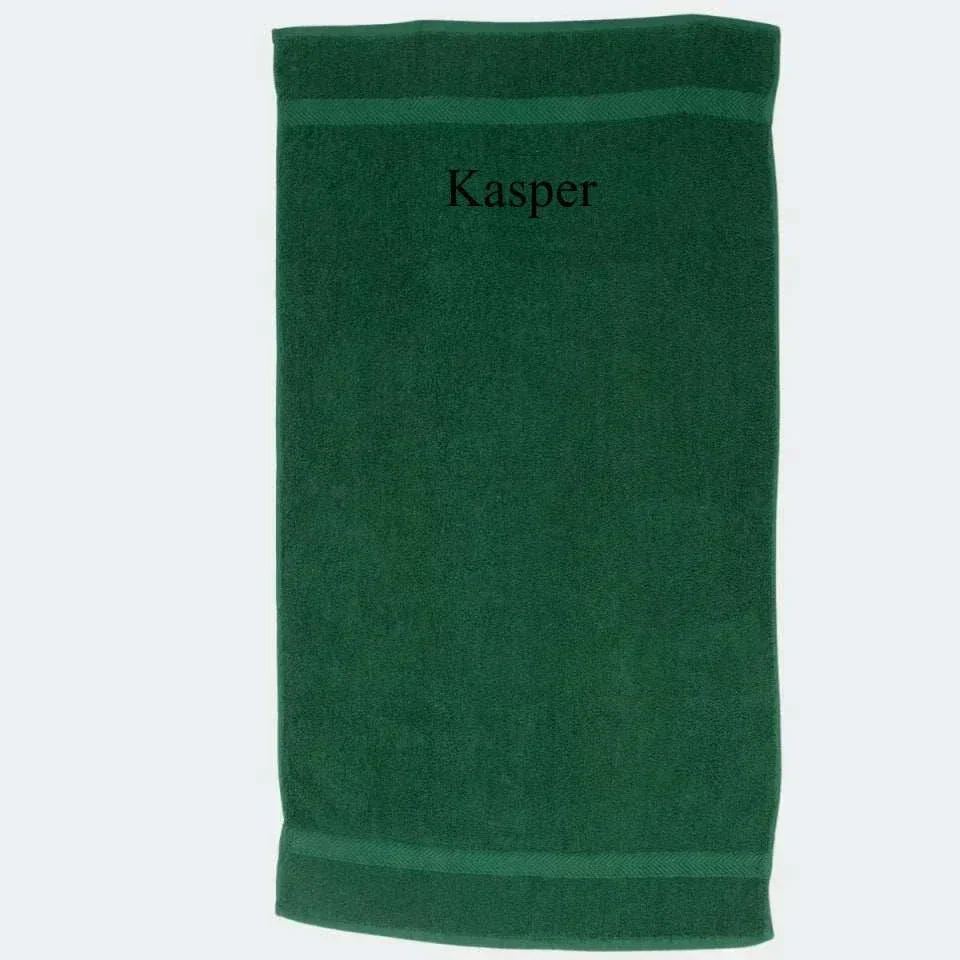 Mørkegrønt Håndklæde, Brodering i toppen 50x90