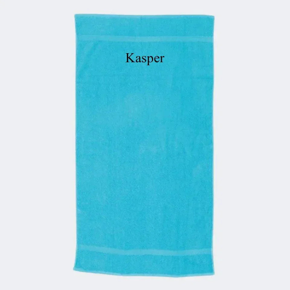 Ocean blåt håndklæde, Brodering i toppen 50x90
