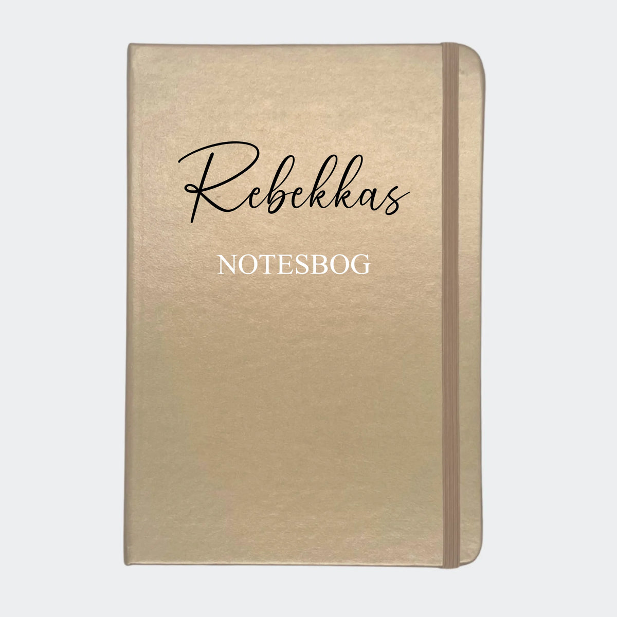 A5 notesbog i metallisk guld – med navn, faire 14,5 X 21 Cm