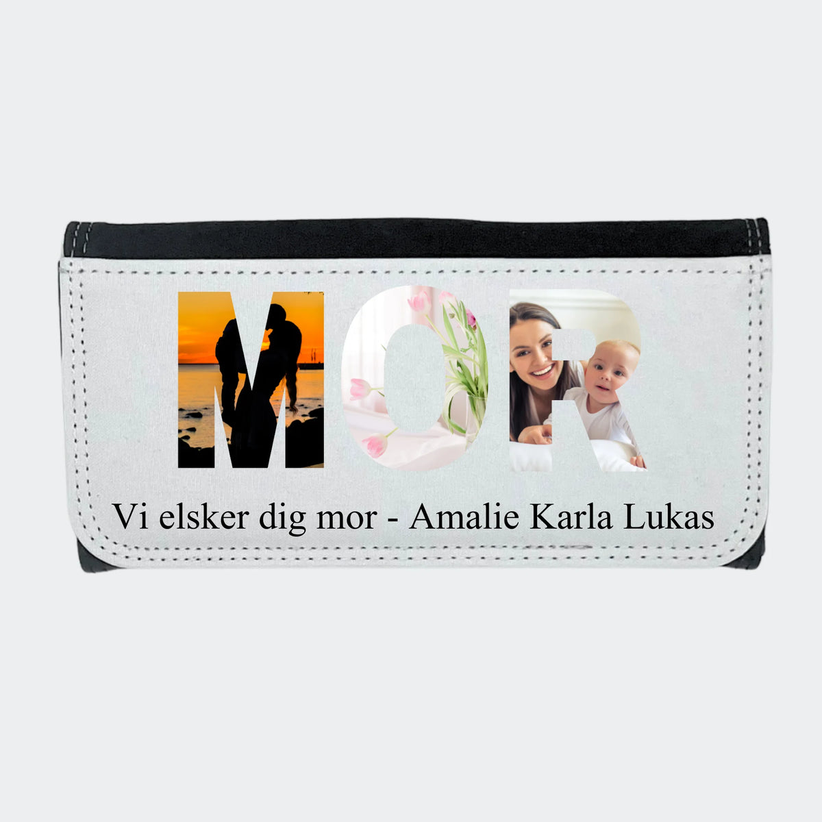 Stor pung med MOR og tekst, print equipment tryk Sort x 100 mm