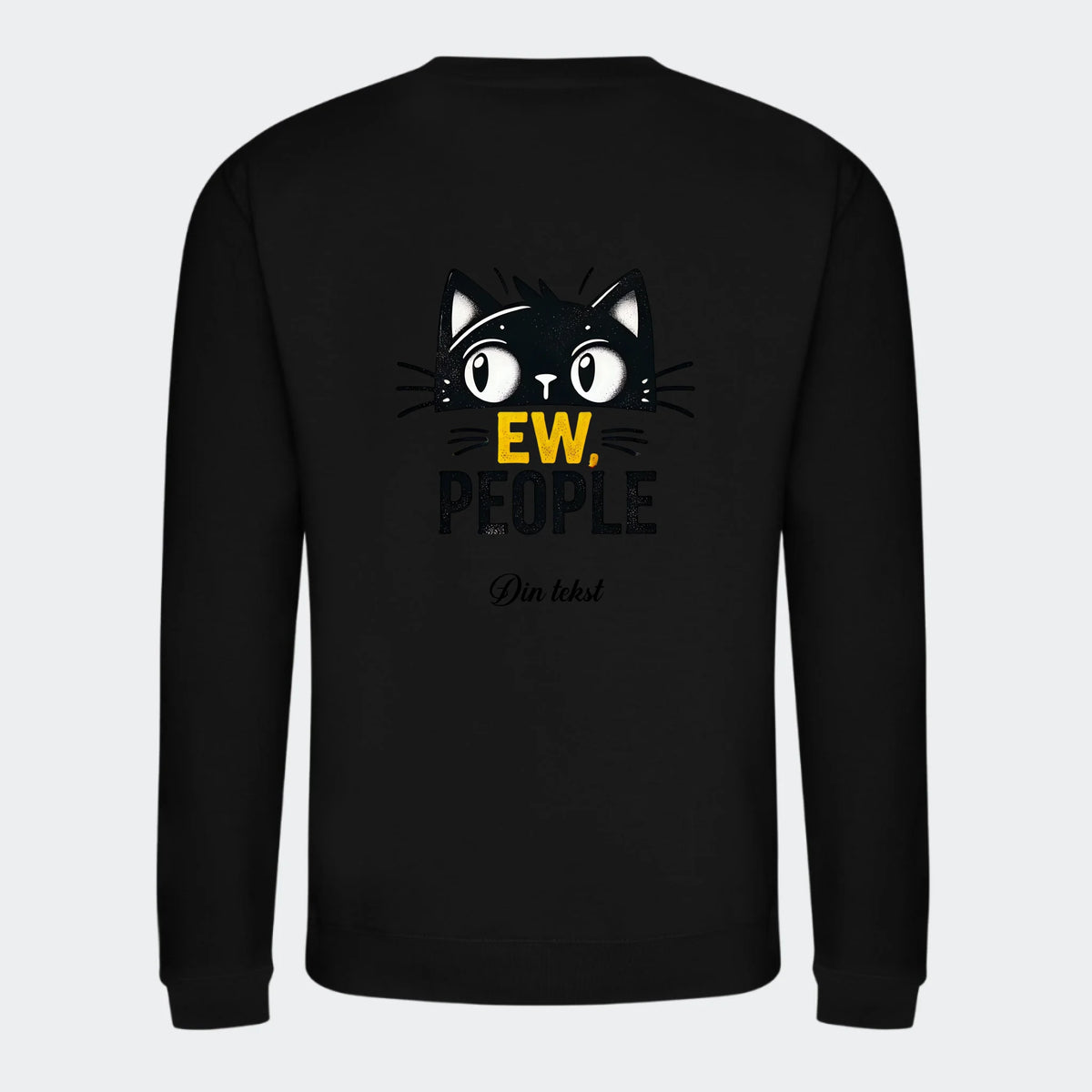 Sweatshirt til voksne – Sjove katte motiver, sort, set bagfra