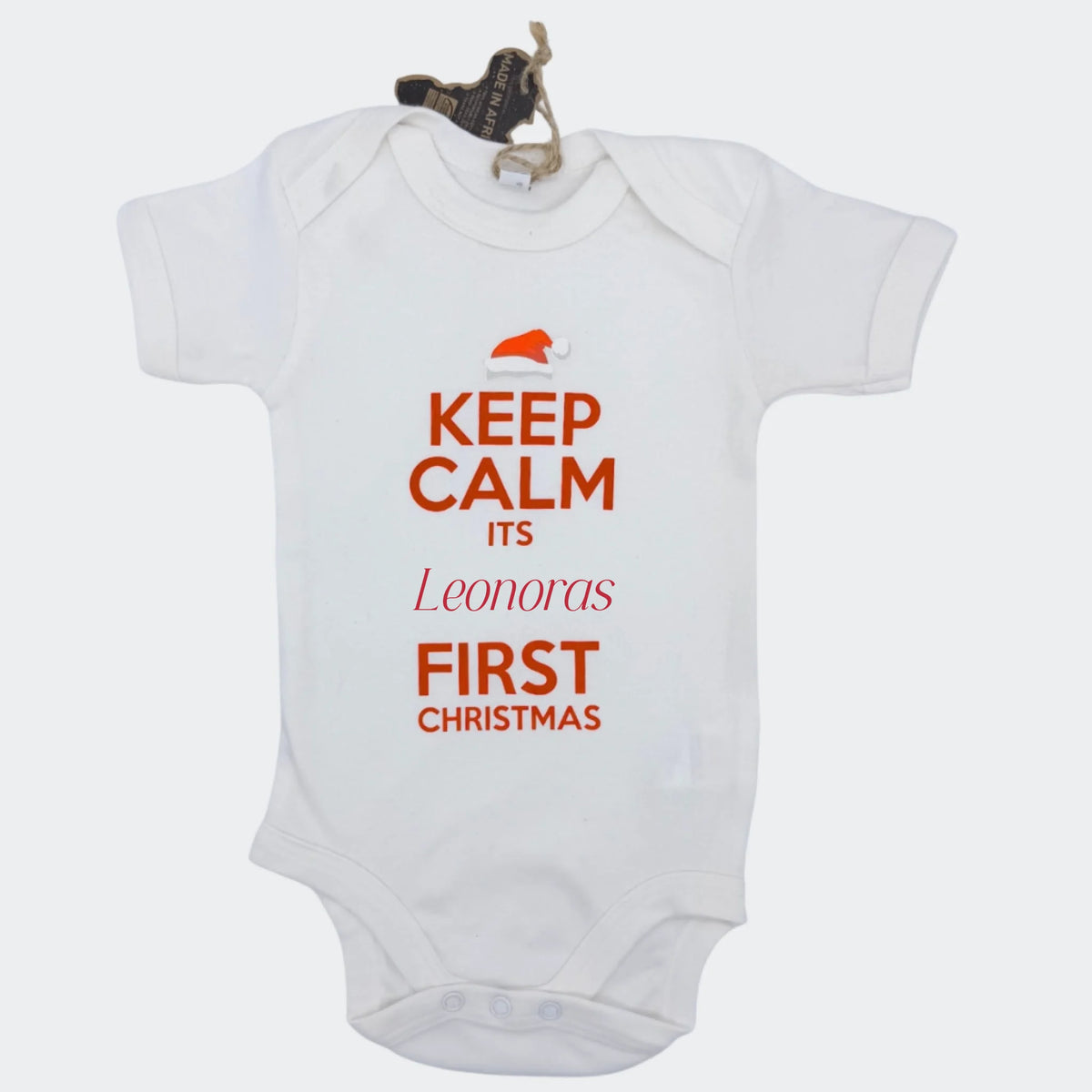 Hvid body med navn – Jule edition med navn og tekst, hvid 0-3 M