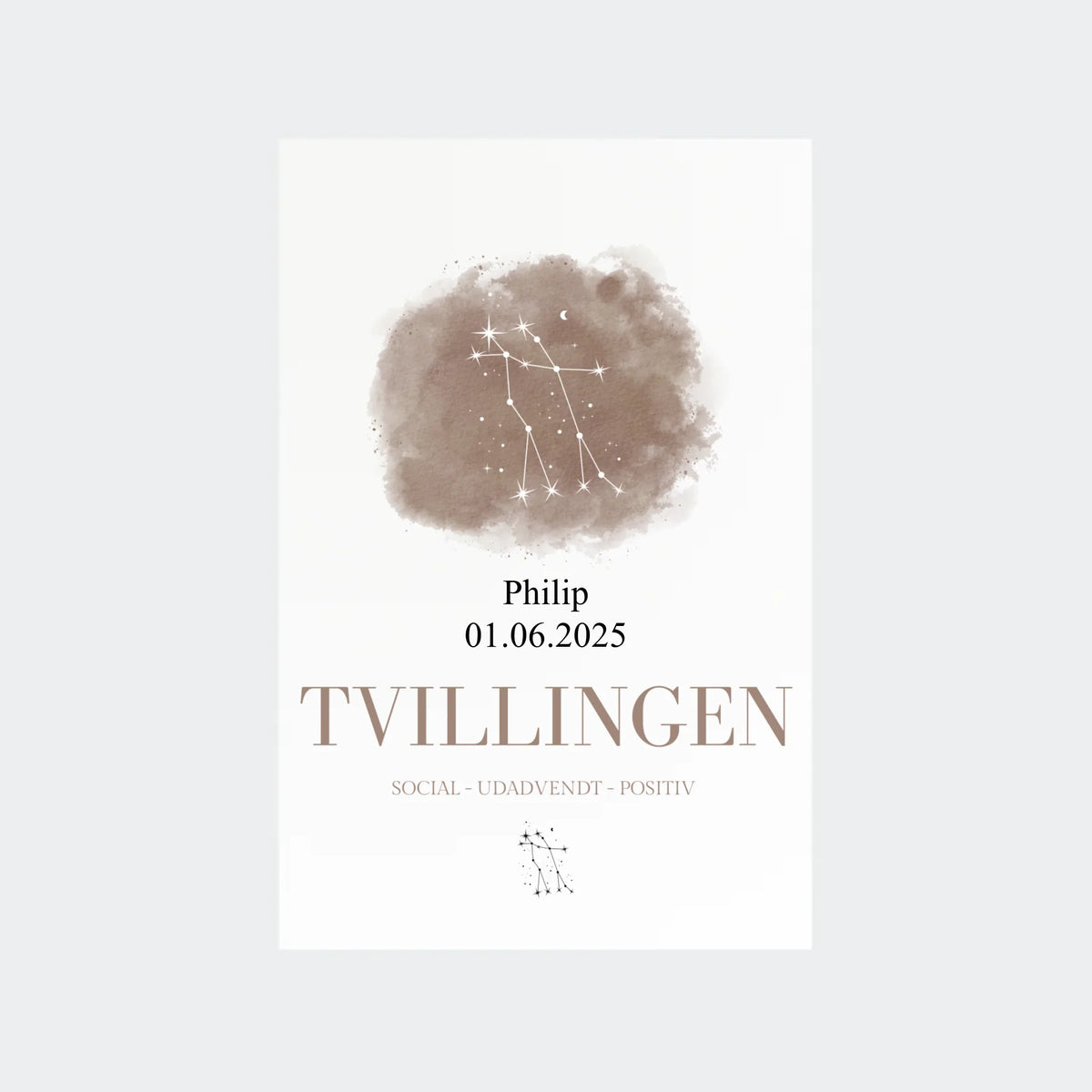 Stjernetegnsplakat – Tvillingen, 10 × 15 uden ramme