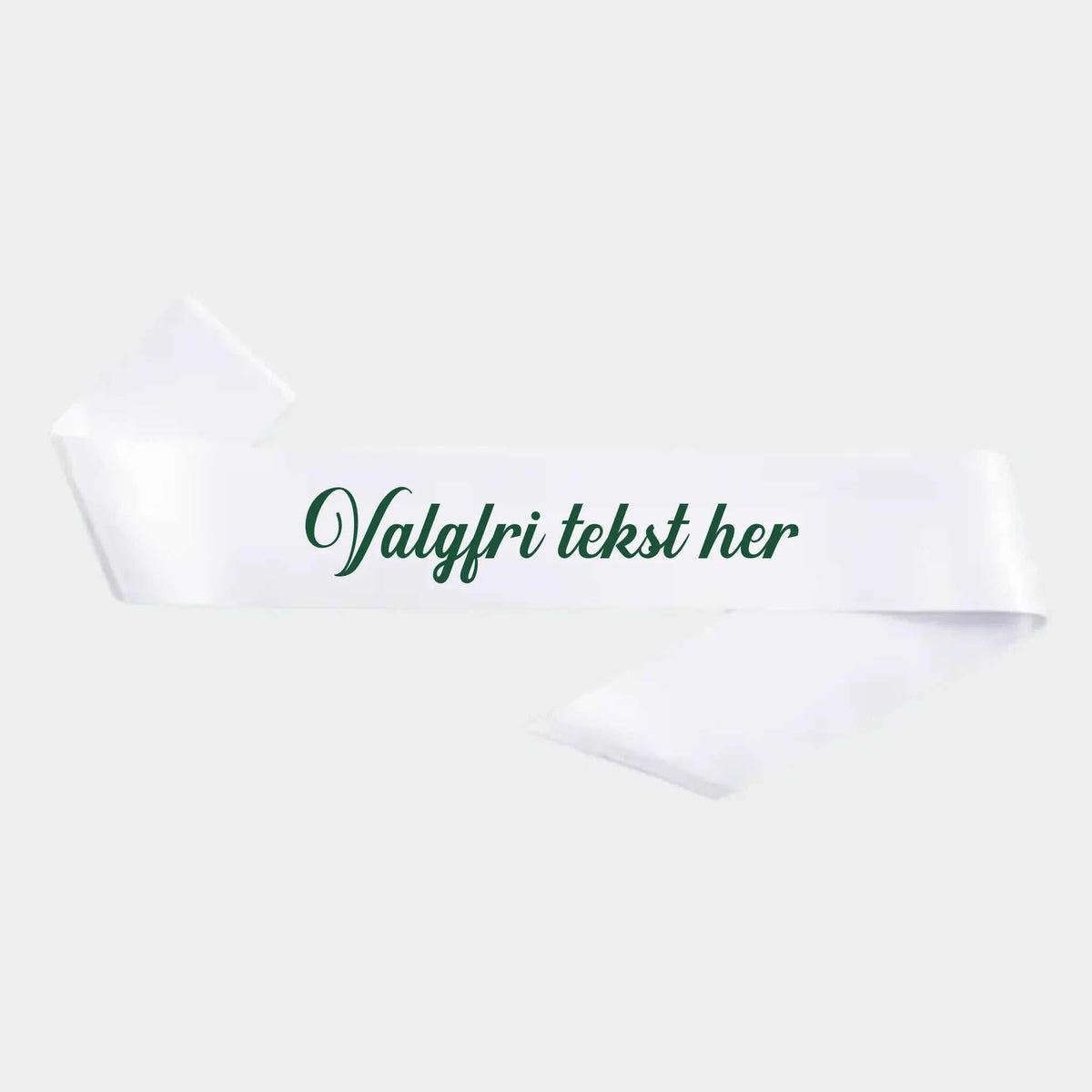 Hvidt personligt ordensbånd med valgfri tekst til fest og gaveidé