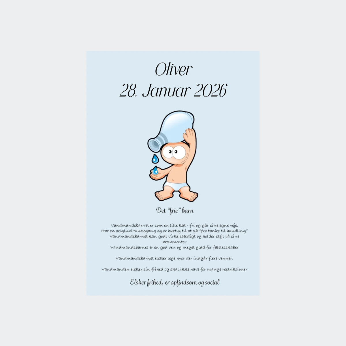 Plakat med stjernetegn – Vandmanden, Uden ramme