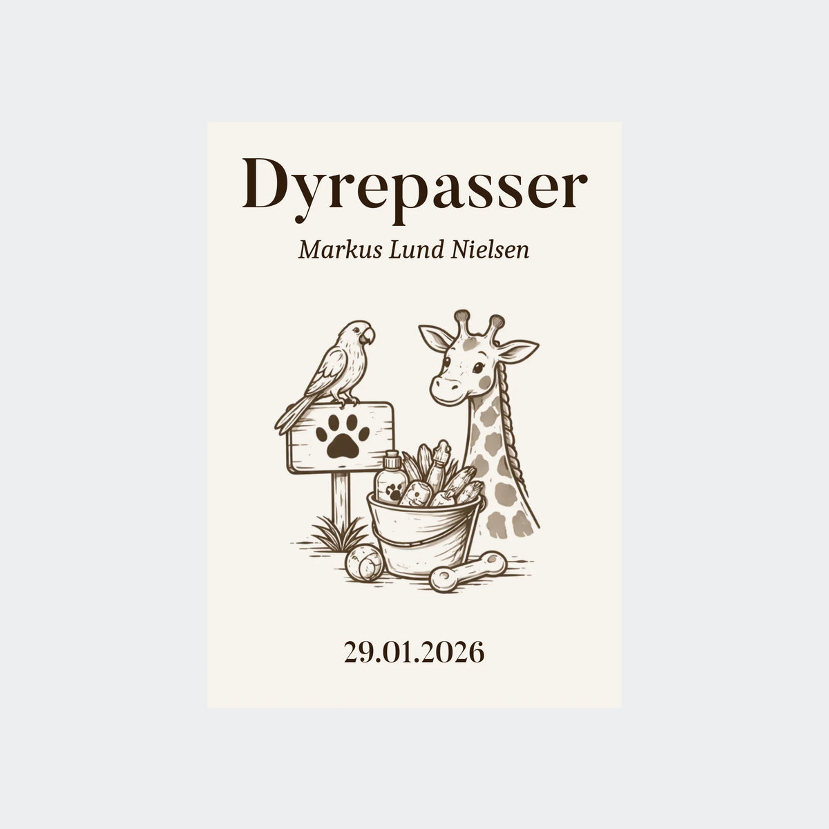 Plakat – Dyrepasser uddannelse, Uden ramme