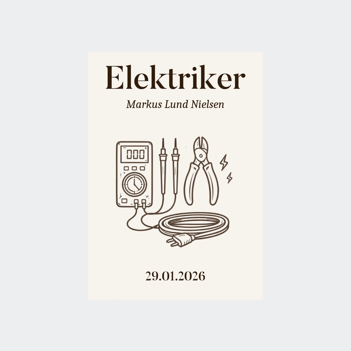 Plakat – Elektriker uddannelse, Uden ramme