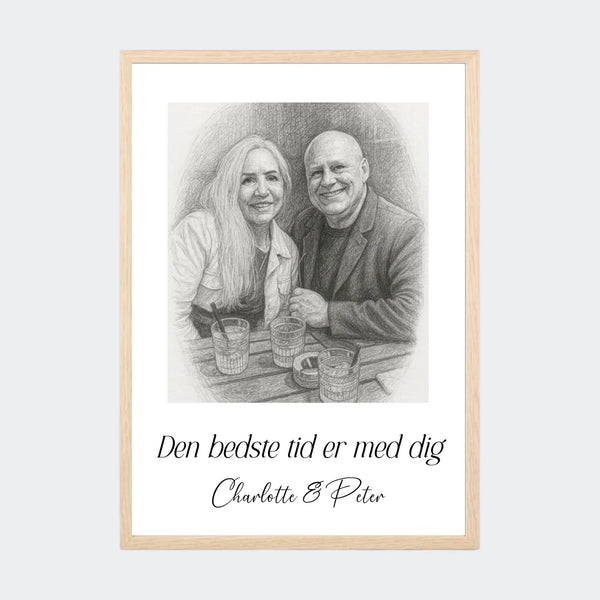 Plakat Ai genereret Pencil Draw – Upload eget billede, A3 med ramme i natur eg