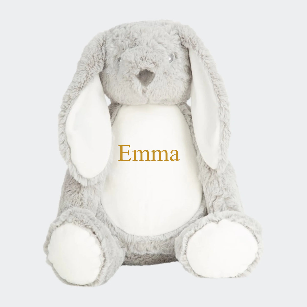 Grå kaninbamse med mulighed for personlig tekst