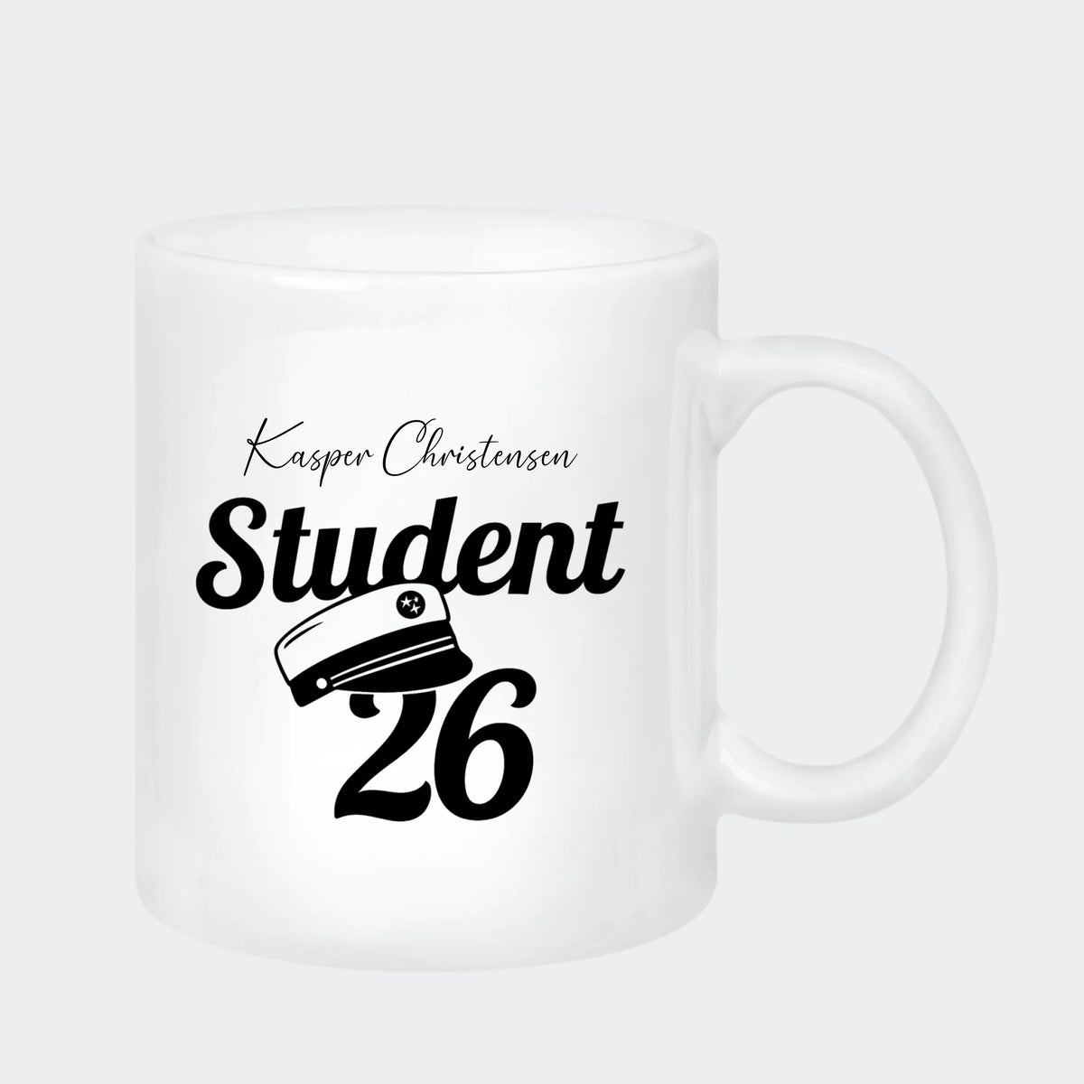 Keramikkrus – Student 2026, hvid, 330 ml