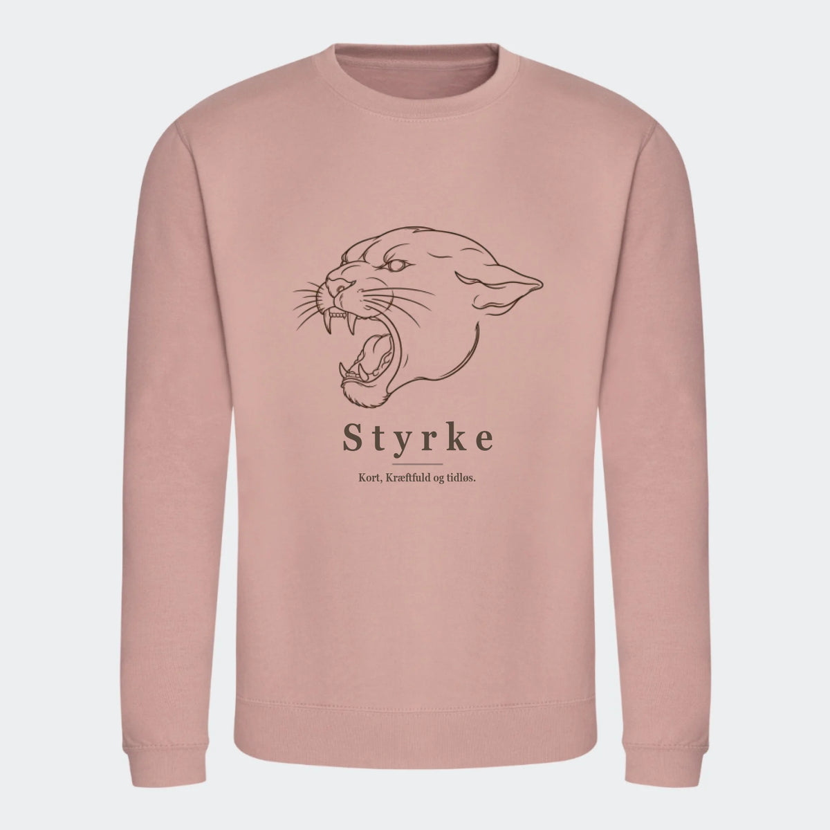 Sweatshirt til voksne – Panter Line art, støvet rosa, set forfra