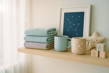 Stjernetegn som design på børneting: idéer til håndklæder, krus og plakater