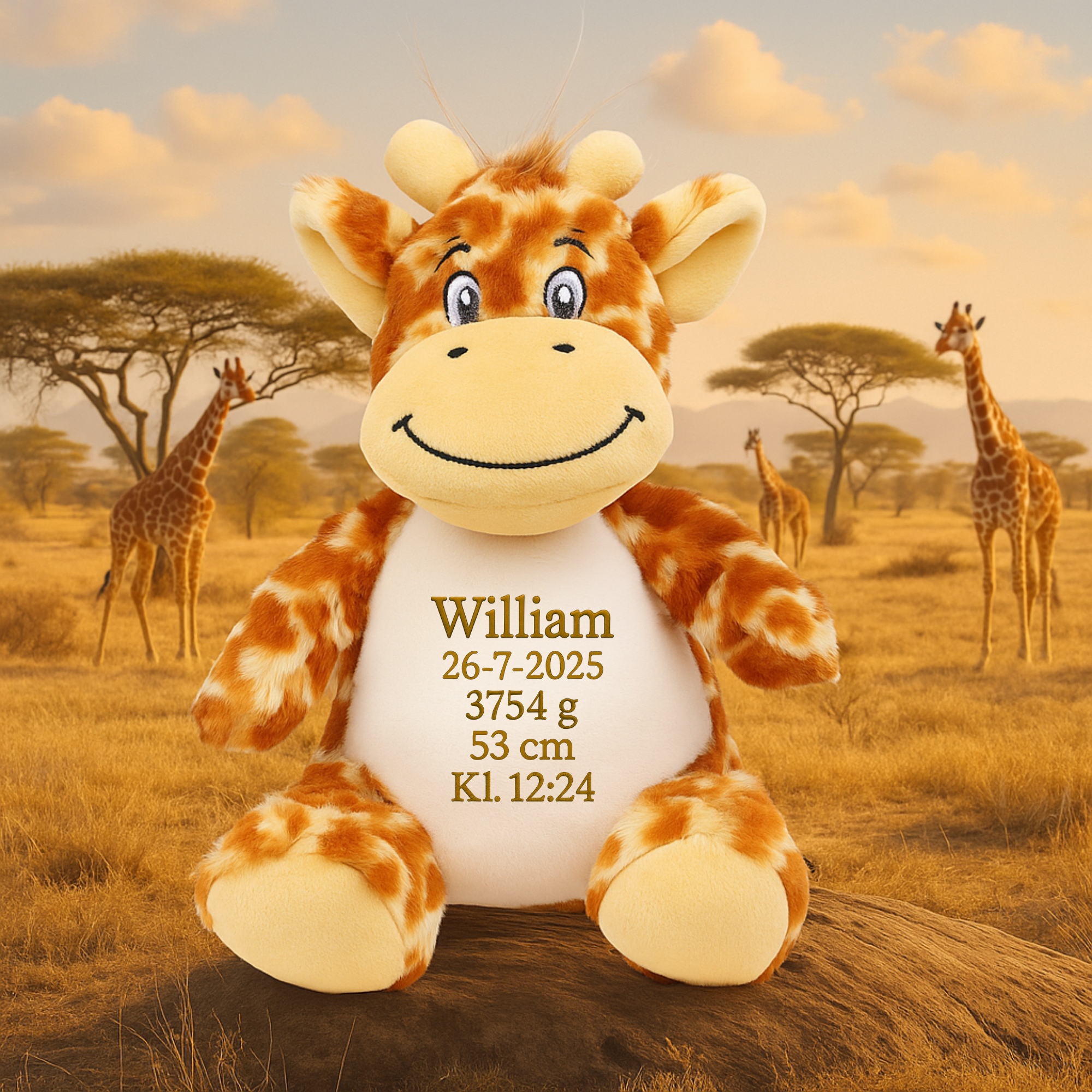Giraf bamse med navn Customizer TeeInBlue