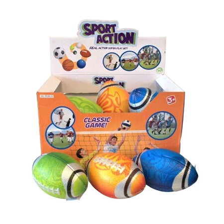 Amerikansk fodbold i kompaktskum. 16 cm ass farver 123Unik