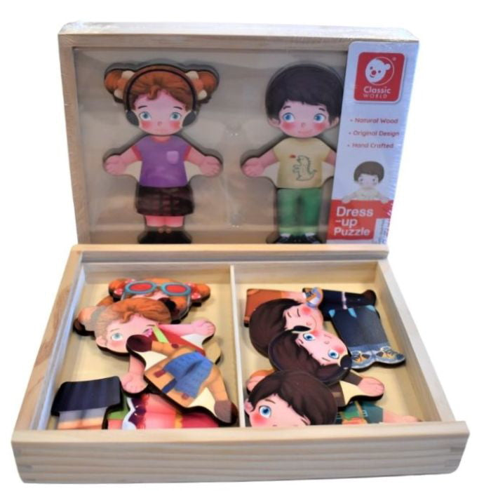 Påklædningsdukker i træ, 26 dele +3år Alm produkt GA Toys