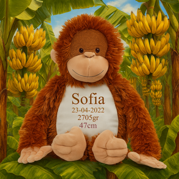Personlig Orangutang Bamse med Broderi - Unik Gave til Baby og Børn Customizer TeeInBlue