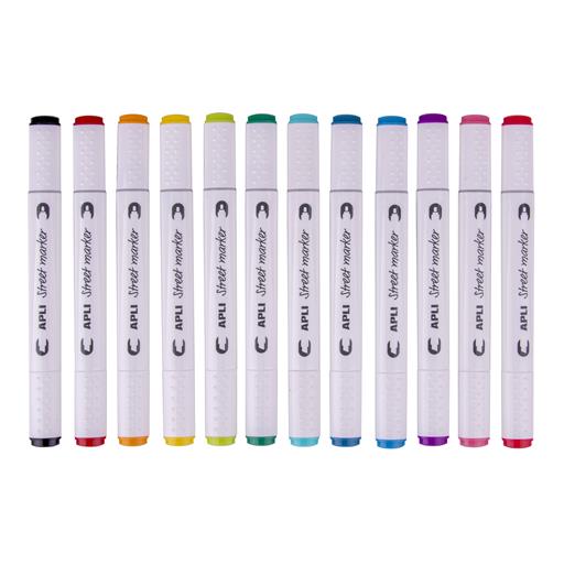 APLI | Street marker med 2 forskellige ender, 12 stk. assorterede farver Alm produkt Magni