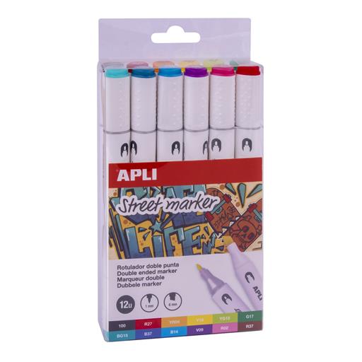 APLI | Street marker med 2 forskellige ender, 12 stk. assorterede farver Alm produkt Magni