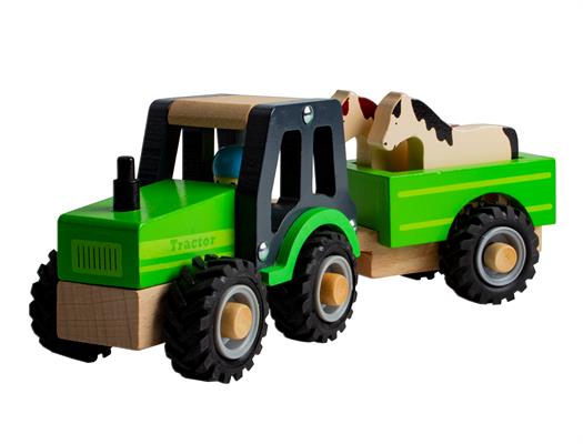 Magni | Traktor i træ med anhænger og dyr