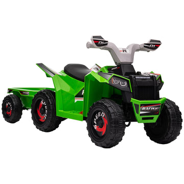 Børnequad, genopladelig, 2,5 km/t, med anhænger, grøn