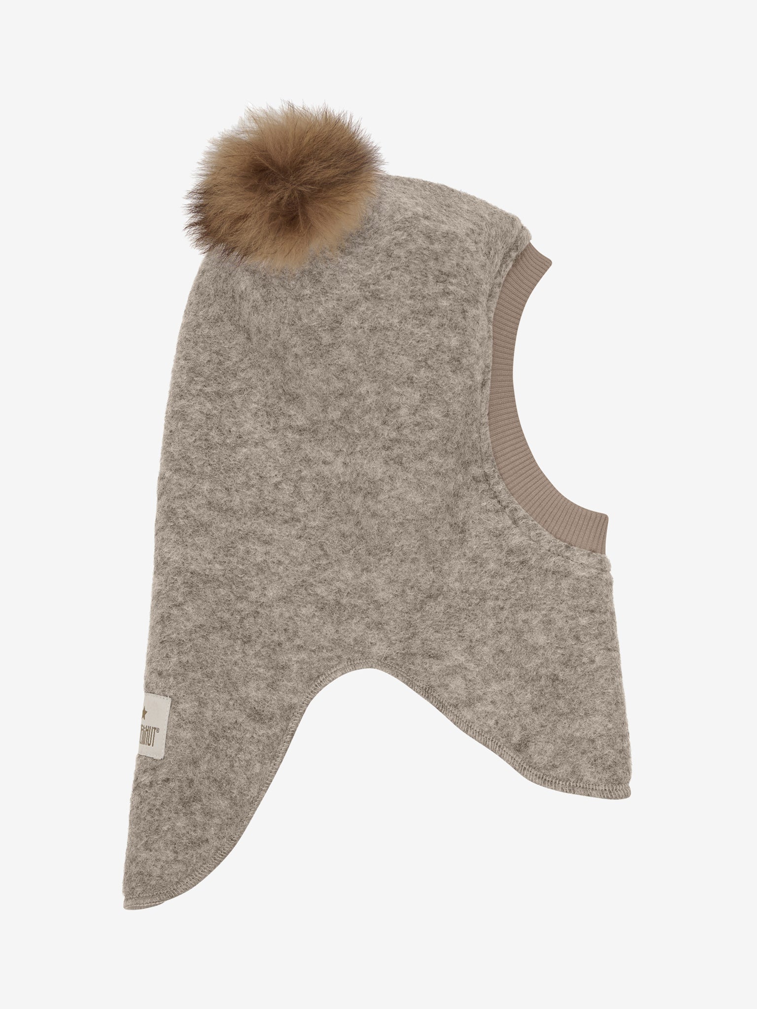 HUTTEliHUT - Elefanthue i Uld med Alpaca-motiv - Kamelmeleret brand4kids