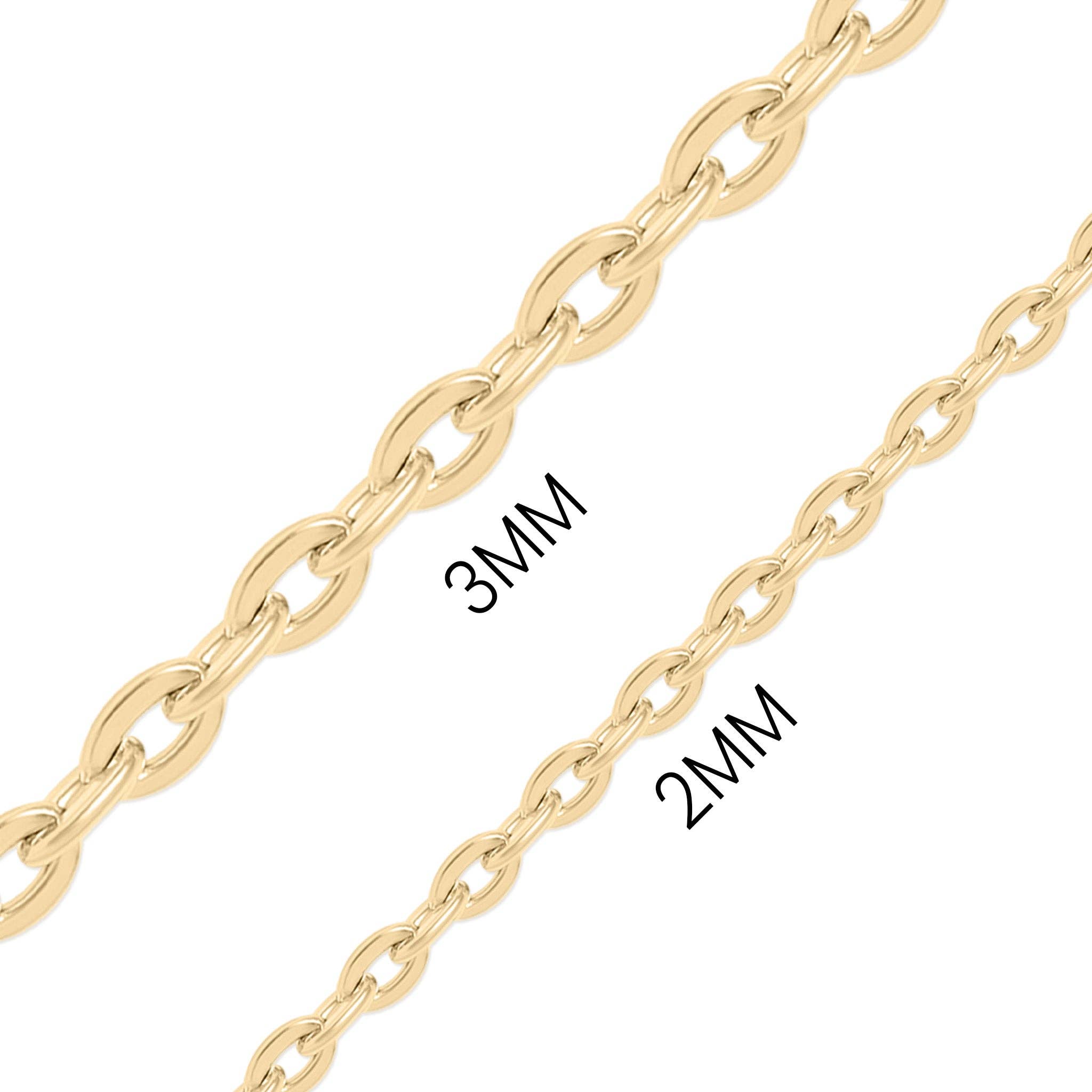 Billede af 3mm og 2mm 18K guld PVD rustfrit stål flade ovale løkke kæder