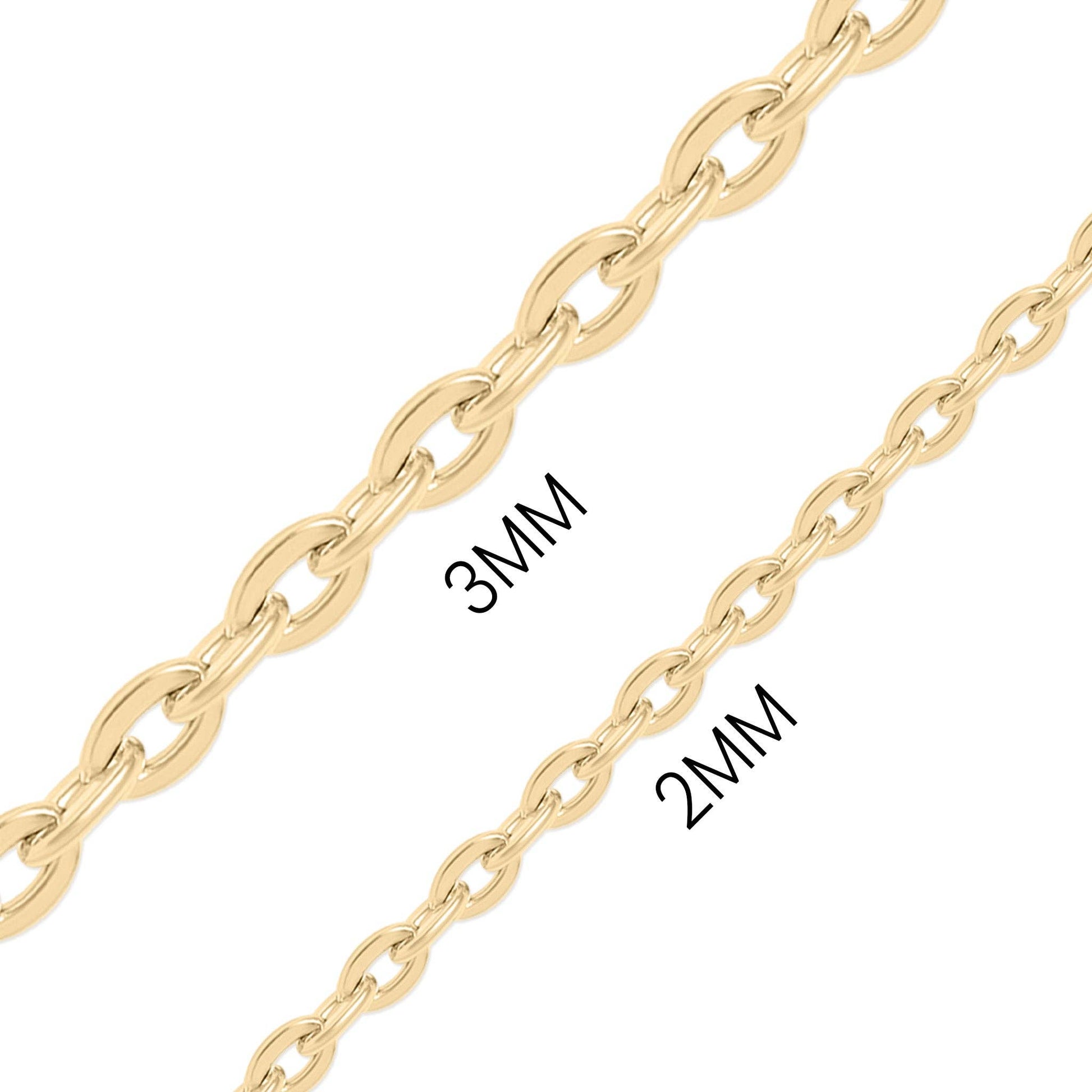 Billede af 3mm og 2mm 18K guld PVD rustfrit stål flade ovale løkke kæder