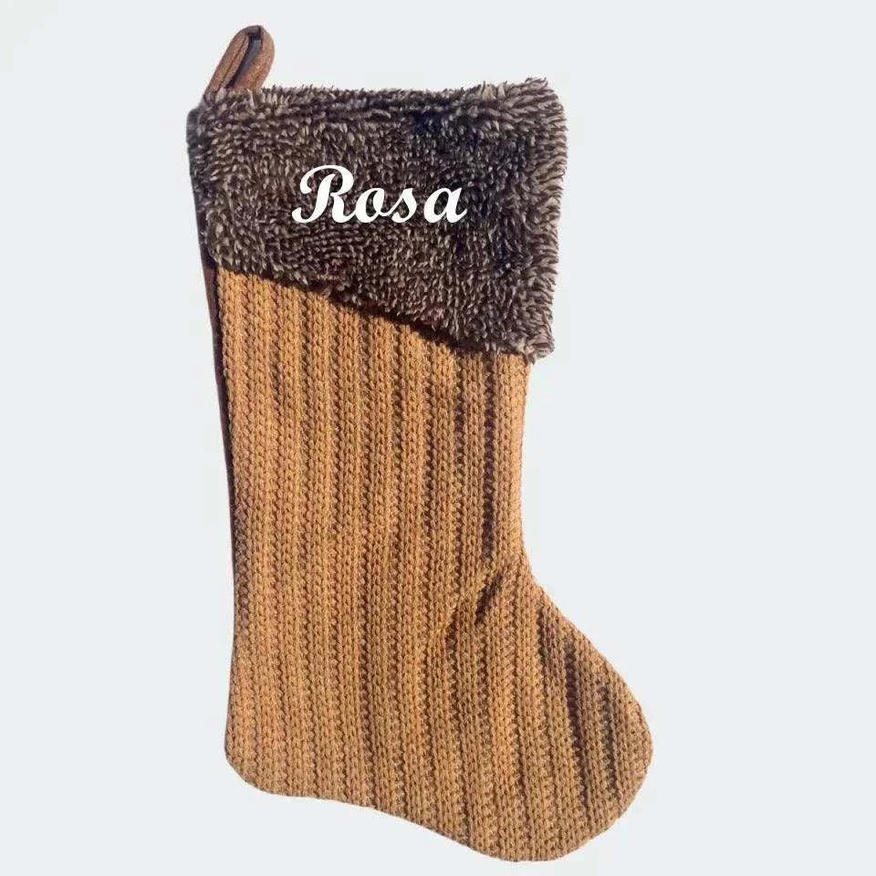 Julesok med navn og motivet Brun strik