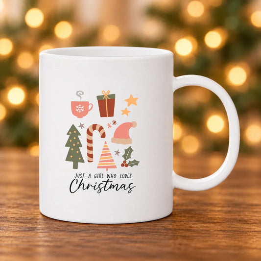 Aesthetic Christmas – plastikkop 320 ml på mørkt egetræ med diffus julebaggrund