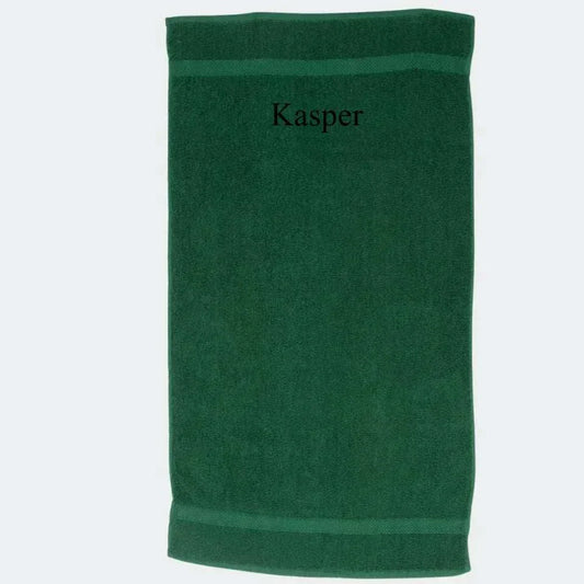 Mørkegrønt Håndklæde, Brodering i toppen 50x90