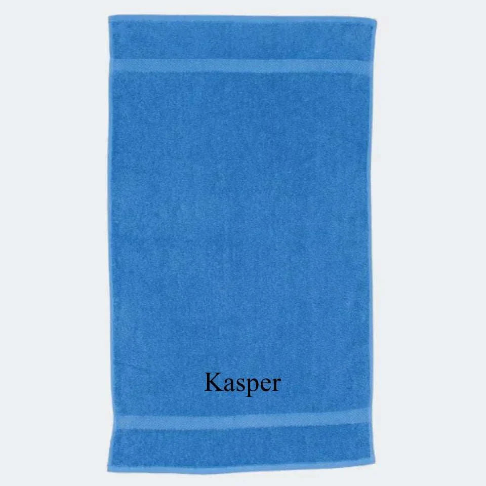 Hav blåt håndklæde Customizer 123Unik Brodering i toppen 50x90