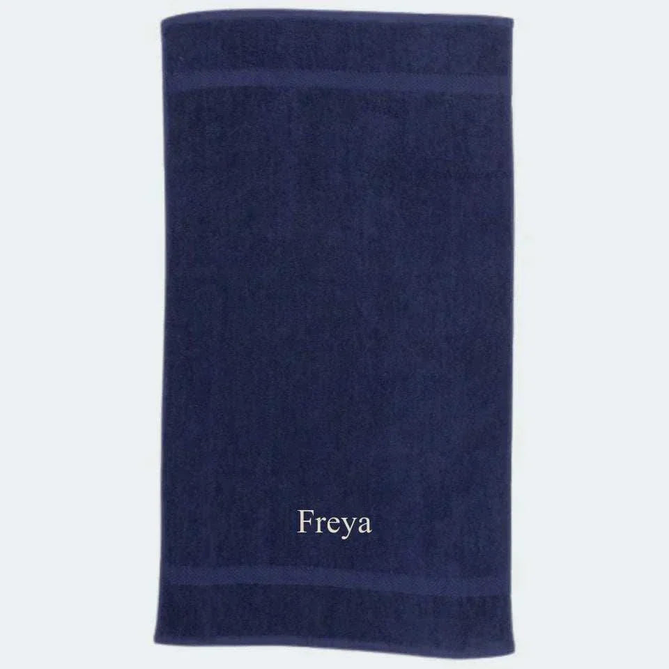Navy håndklæde, Brodering i bunden 50x90