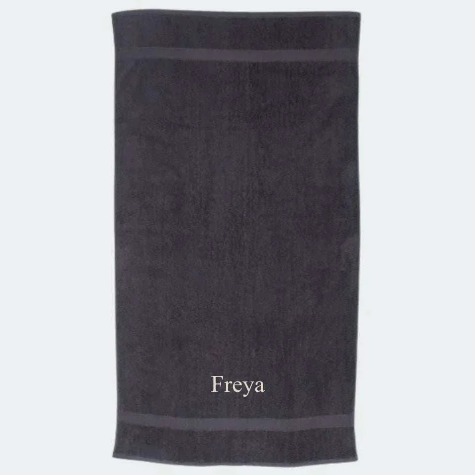 Mørkegråt håndklæde Customizer 123Unik Brodering i toppen 50x90