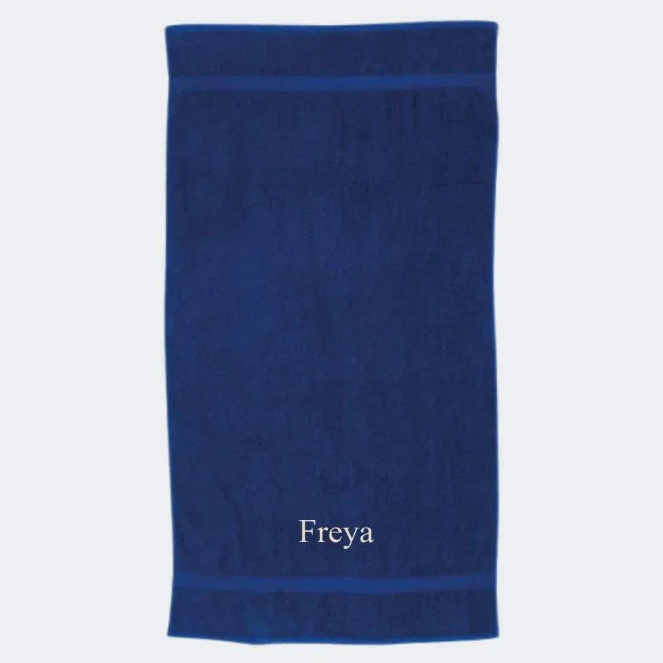Royal blåt håndklæde Customizer 123Unik Brodering i toppen 50x90