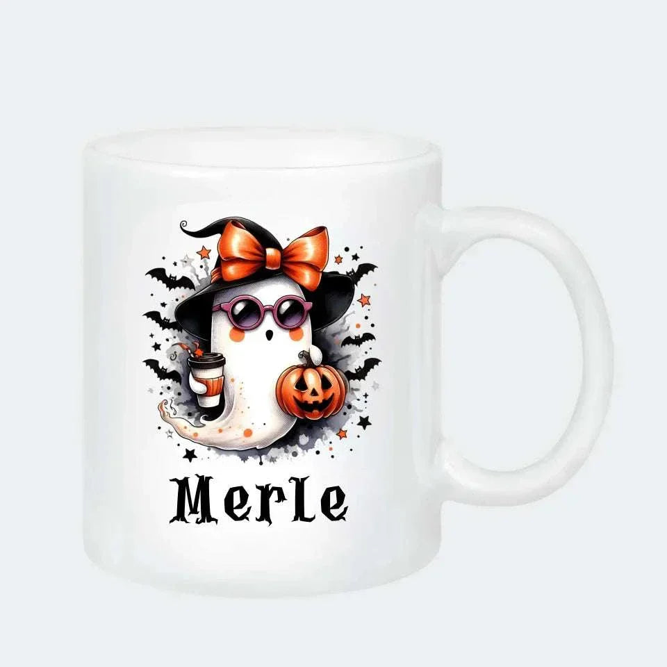 Cute halloween spøgelse, Keramik krus 330 ml hvid