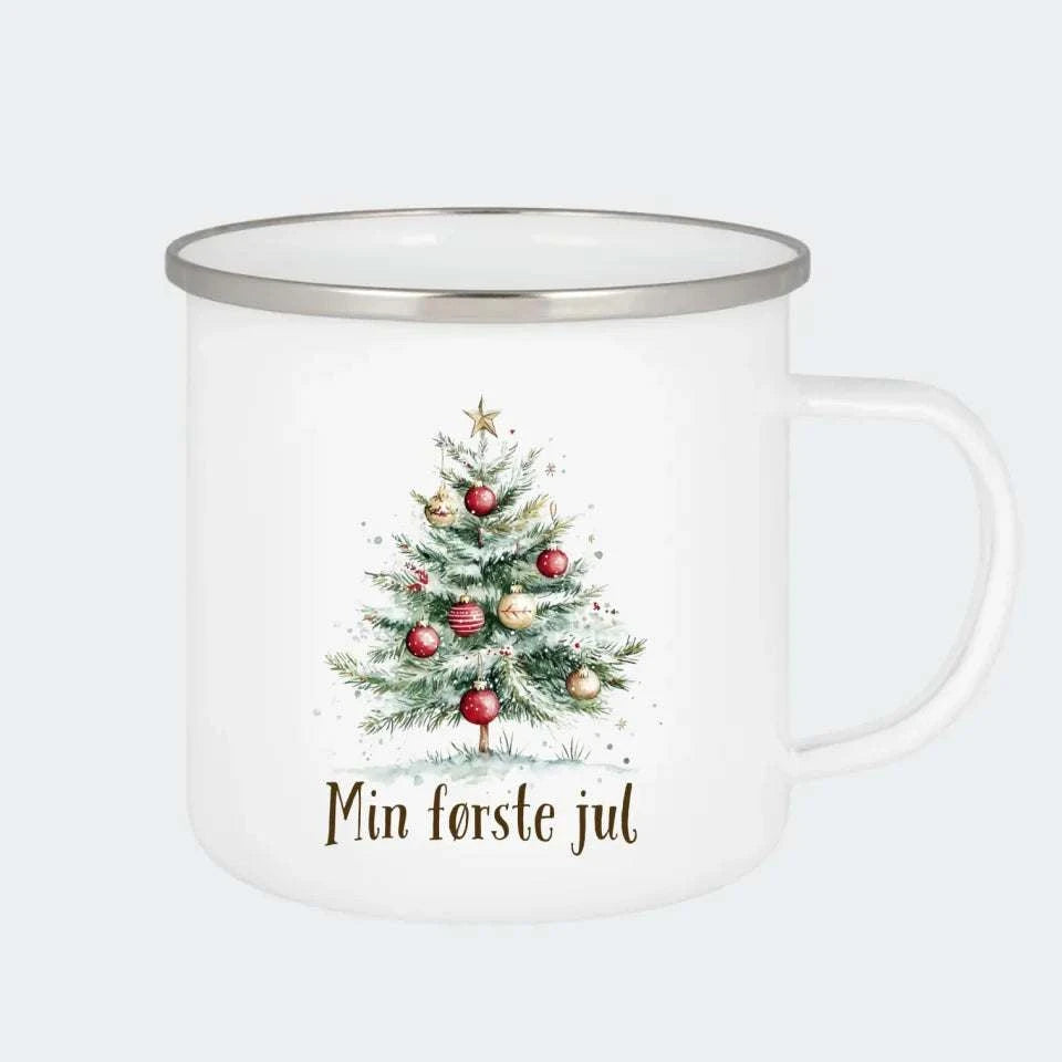 Min første jul - Enamel Customizer TeeInBlue Enamelkop 300ml Hvid 300ml