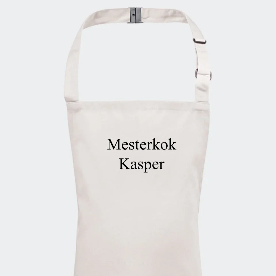 Hvidt forklæde Customizer 123Unik 2 linjer 3-6år