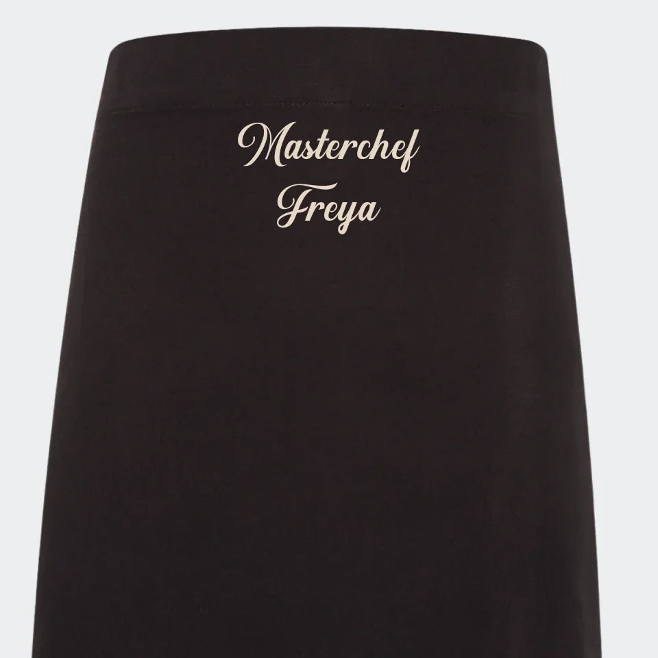 Sort hofte forklæde - voksen Customizer 123Unik 2 linjer