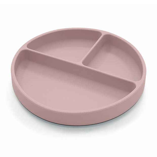 Opdelt silikonetallerken til børn i farven lys mauve fra Summerville Organic.