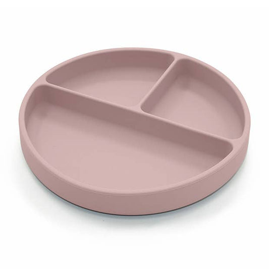 Opdelt silikonetallerken til børn i farven lys mauve fra Summerville Organic.