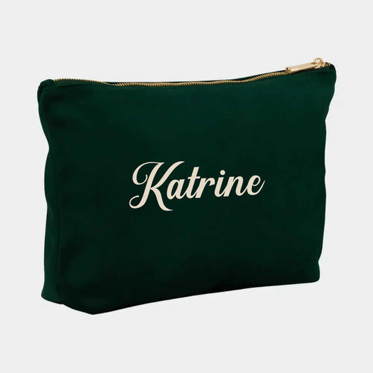 Stor velour accessory taske – Mørkegrøn, Mørkegrøn