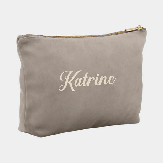 Stor velour accessory taske – Moonstone