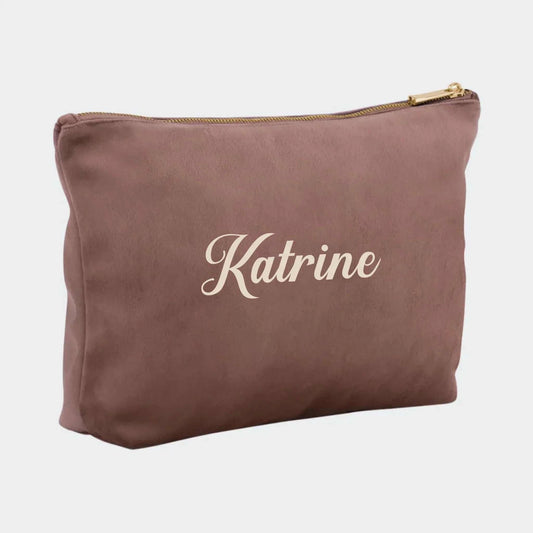 Stor velour accessory taske – Rose