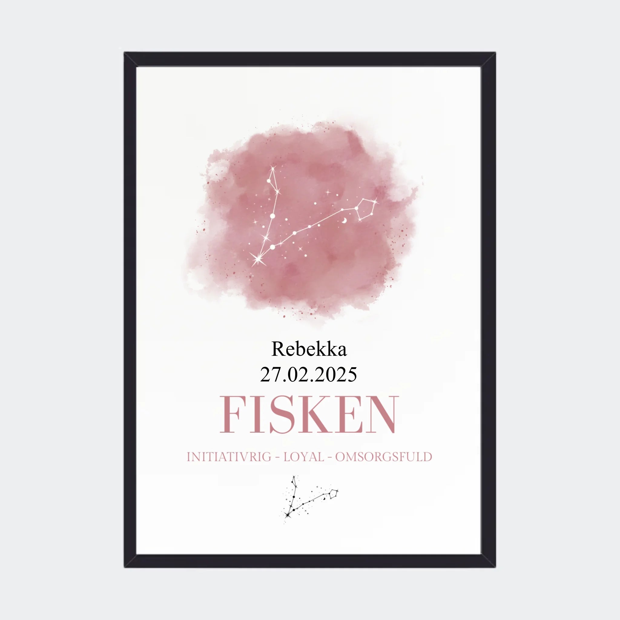 Stjernetegnsplakat – Fisken, A3 med sort ramme