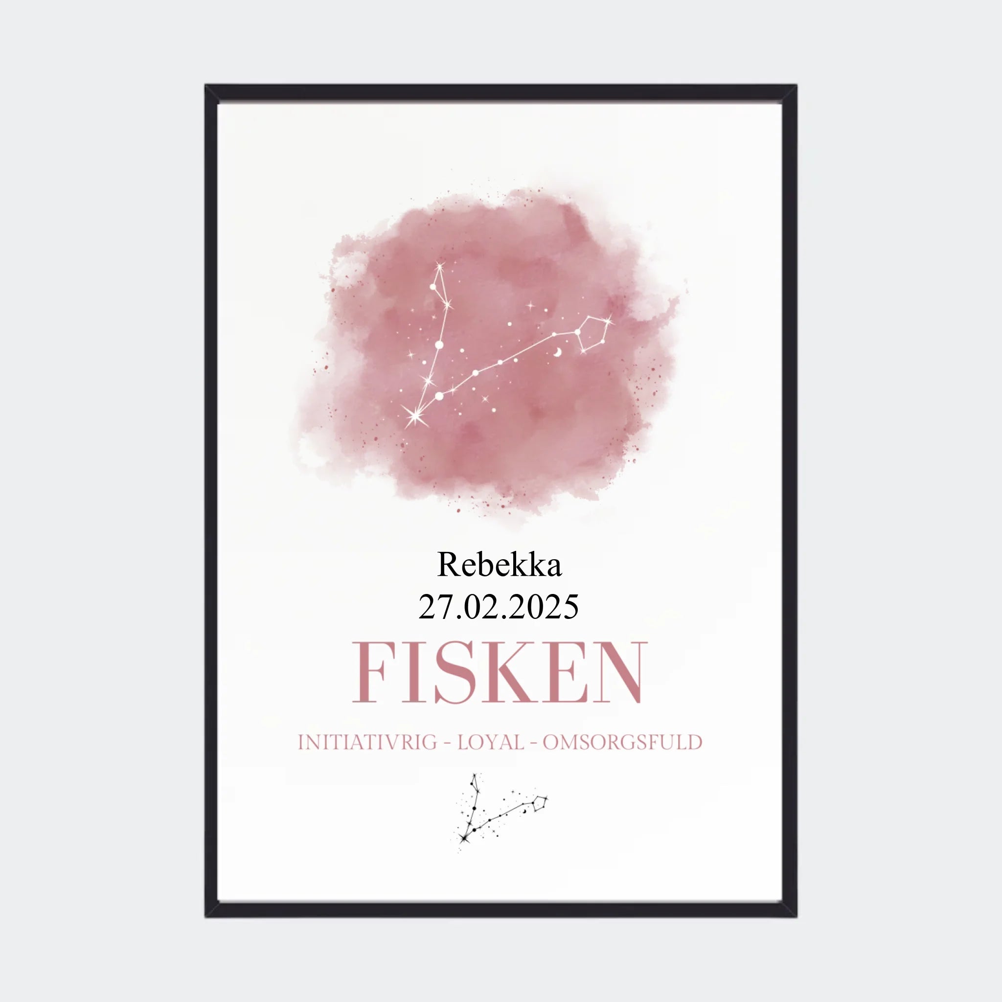 Stjernetegnsplakat – Fisken, A2 med sort ramme