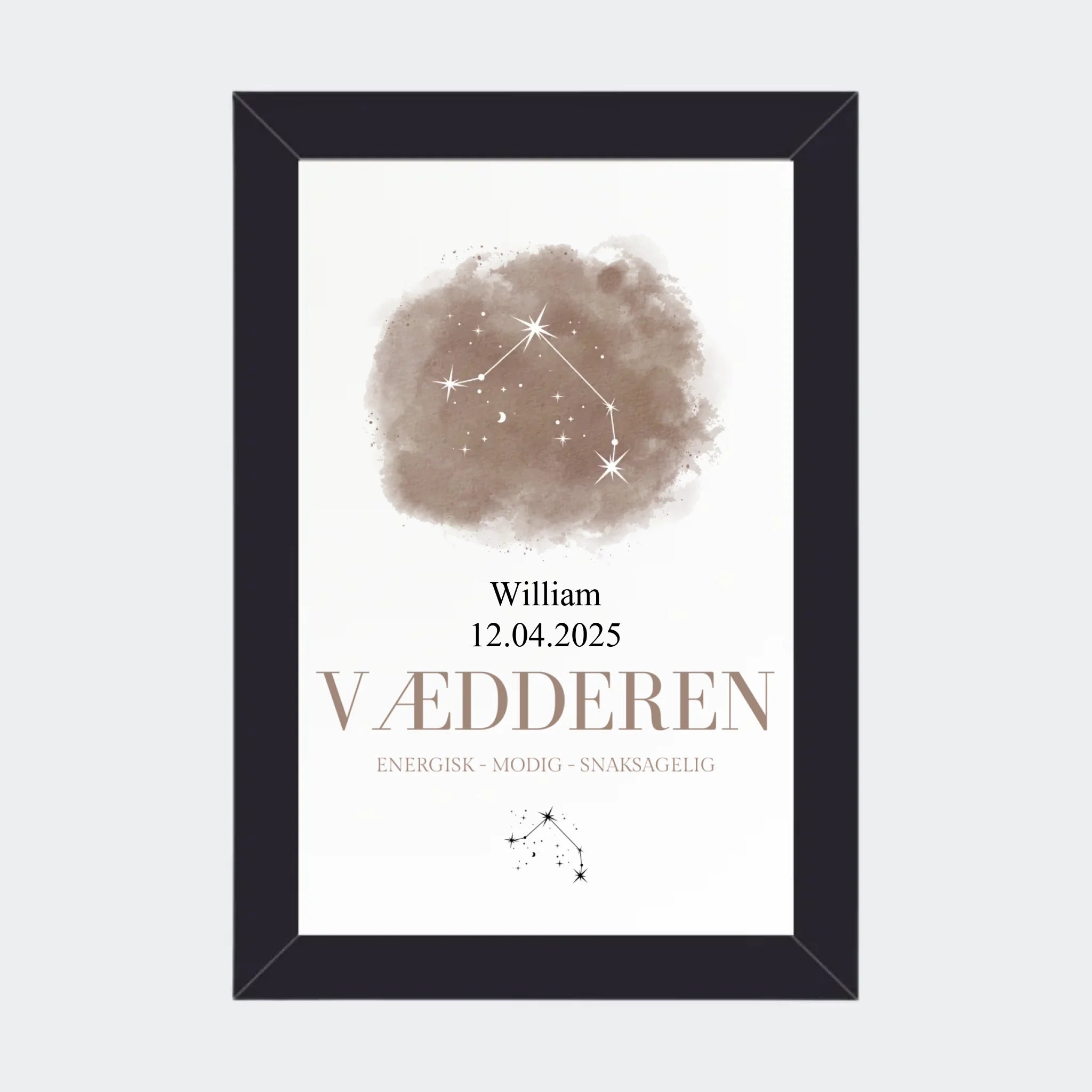Stjernetegnsplakat – Vædderen, 10 × 15 med sort ramme