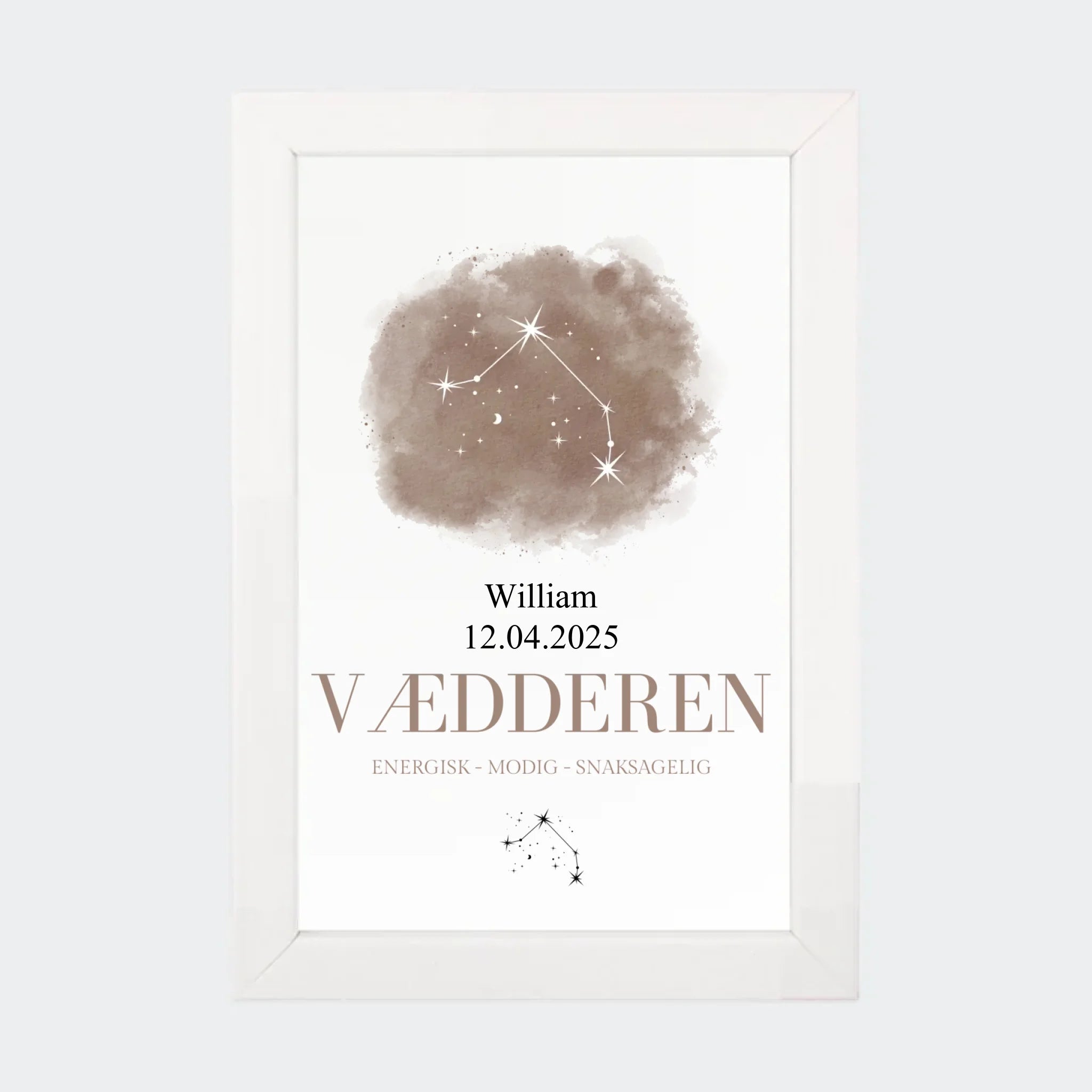 Stjernetegnsplakat – Vædderen, 10 × 15 med hvid ramme